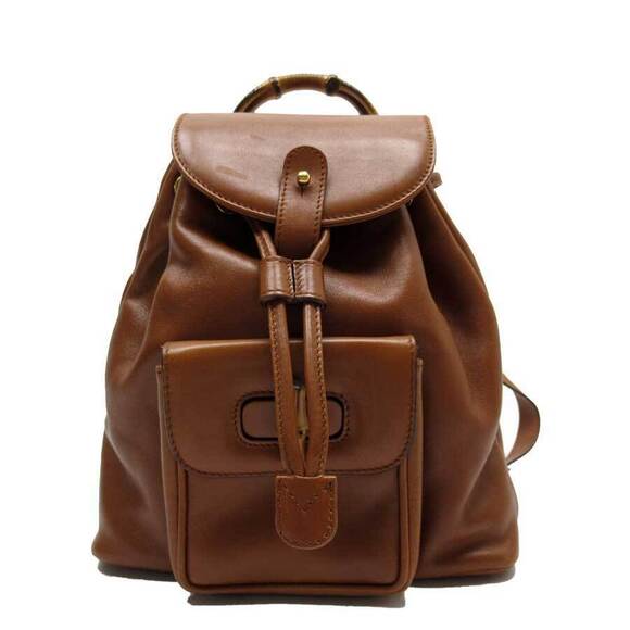 Gucci Handbags - Gucci Backpack Bamboo Brown Leather